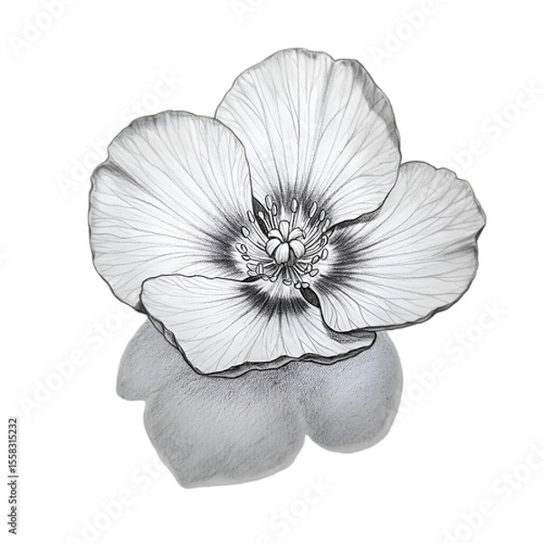 Obraz Detailed grayscale drawing of a poppy flower