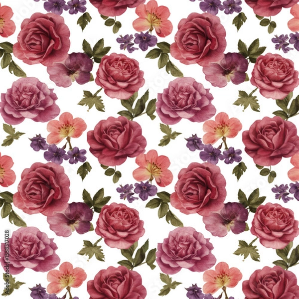 Obraz Floral pattern with roses and other flowers