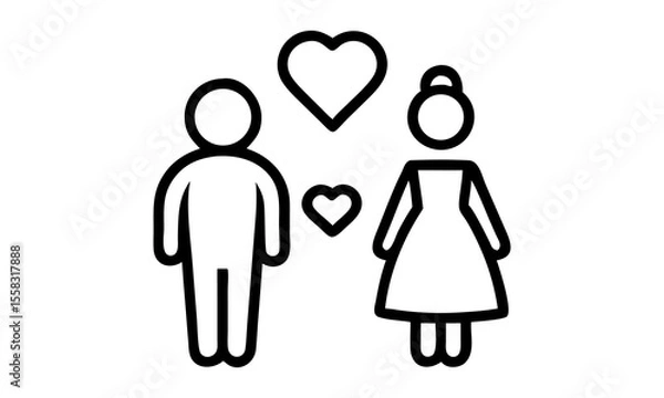 Fototapeta Couple with love icon. Vector illustration. Can be used as web element, family design icon on white background