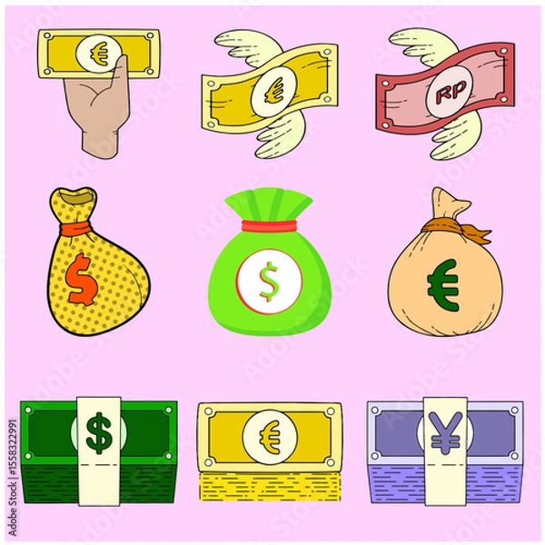 Obraz Currency Dollar Euro Vector Set 3