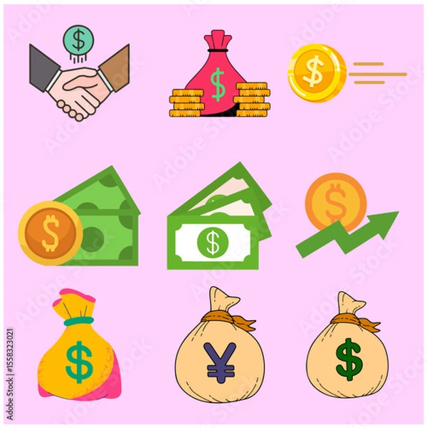 Obraz Currency Dollar Euro Vector Set 4