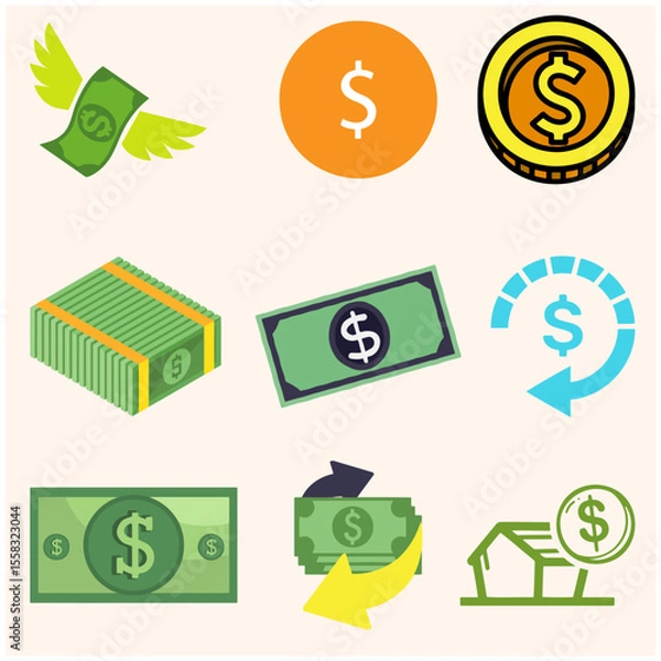 Obraz Currency Dollar Vector Set 2