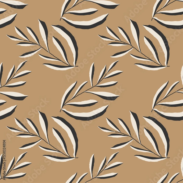Fototapeta Trendy minimalist seamless botanical pattern with abstract creative hand drawn composition