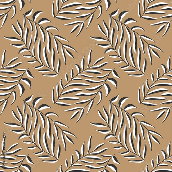 Fototapeta Trendy minimalist seamless botanical pattern with abstract creative hand drawn composition