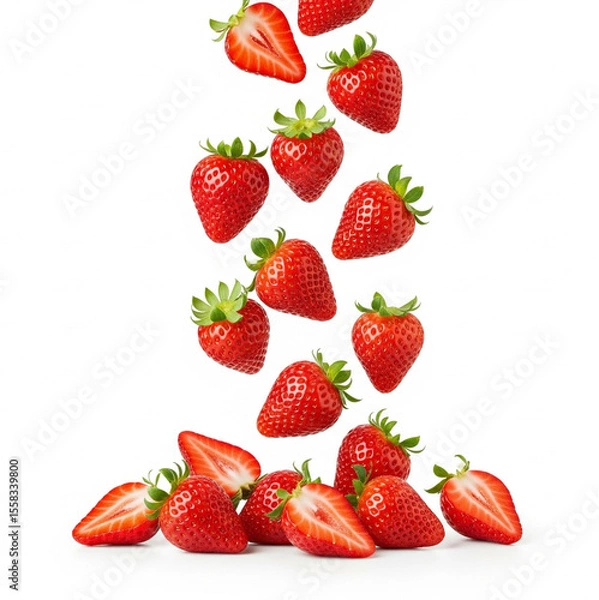 Fototapeta Vibrant Red Strawberries Macro Shot