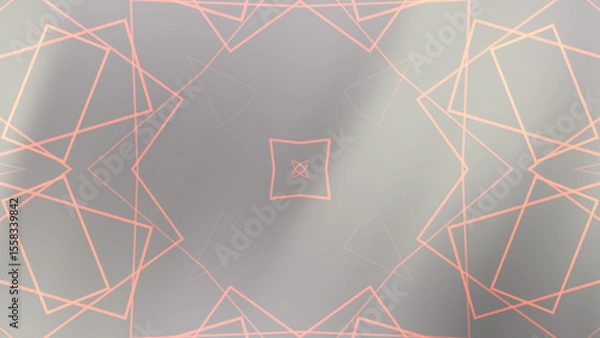 Fototapeta Geometric Kaleidoscope: Abstract Pattern with Soft Peach Lines on Grey