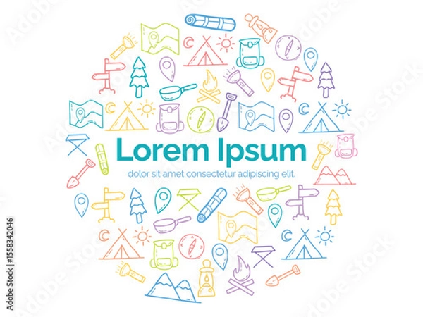 Obraz Background or pattern with Adventure theme. With doodle style. For layout, website, graphic design.