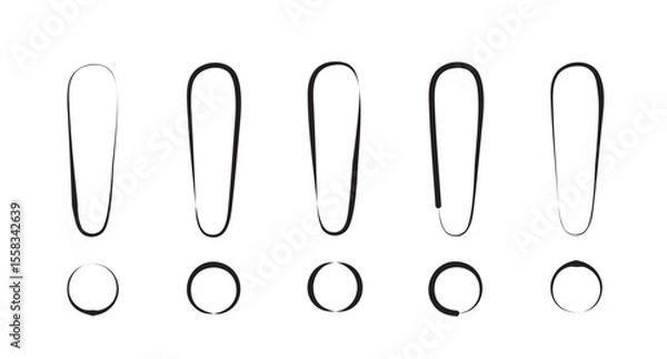 Obraz Exclamation symbol or sign set with five different strokes