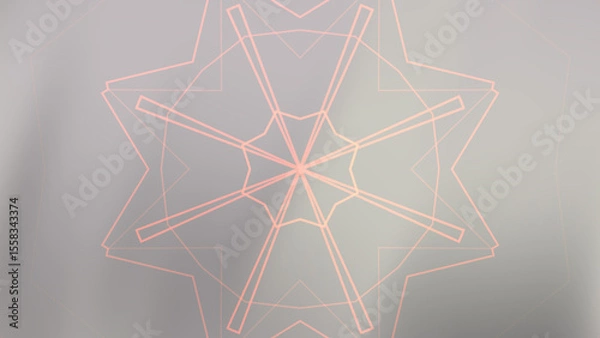Fototapeta Geometric star pattern with soft pink lines against a blurred grey backdrop