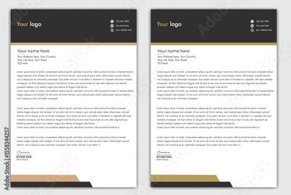 Fototapeta Abstract Corporate Business Style Letterhead Design Vector Template For Your Project. Simple And Clean Print Ready Design, Elegant Flat Design Vector Illustration.