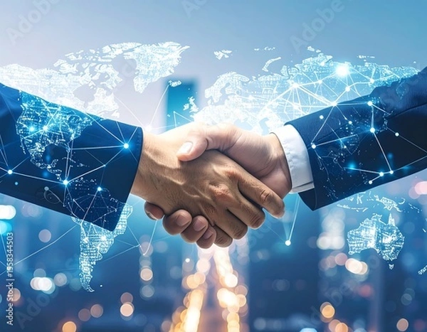 Obraz Global business handshake