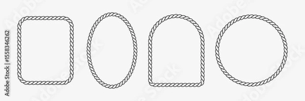 Fototapeta Set of rope frames. Outline knot. Vector illustrations