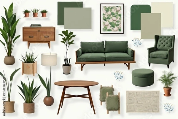 Fototapeta Creating an Eco-Friendly Home Design Mood Board: Embracing Sustainability, Modernity, and Green Materials for a Stylish and Eco-Conscious Interior and Exterior Layout