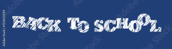 Fototapeta Colorful vector illustration showcases the excitement of back to school with bold lettering against a blue background, emphasizing education and new beginnings for students