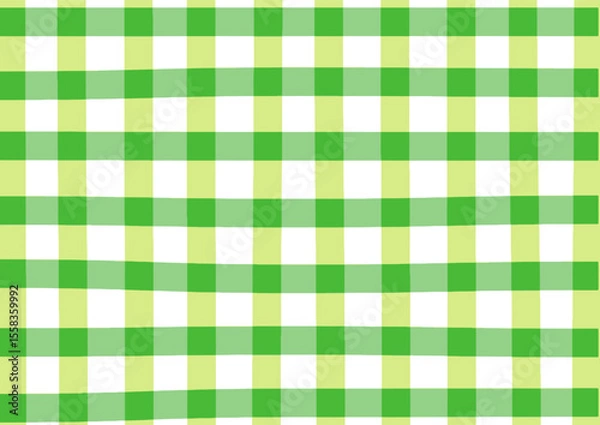 Obraz 爽やかな緑色のギンガムチェック(背景・壁紙)太い線