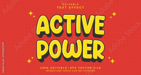 Fototapeta Editable text style effect - Active Power text style theme.