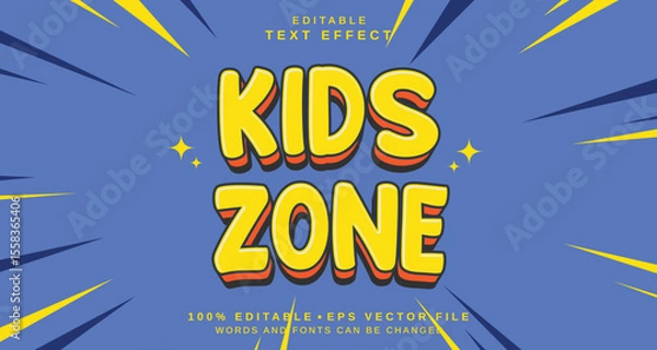 Fototapeta Editable text style effect - Kids Zone text style theme.