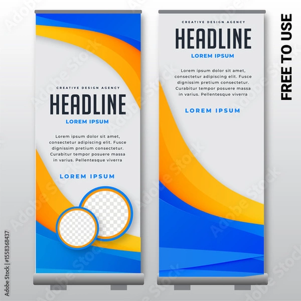 Obraz 5. Free vector business roll up display standee for presentation purpose