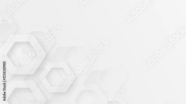 Fototapeta Light gray abstract background with transparent hexagons. Geometric banner