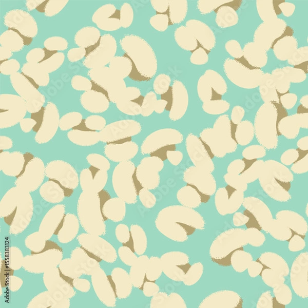 Fototapeta Floral seamless blue pattern with different abstract fluffy flowers. Vector background, design, print, wrapping paper, textile