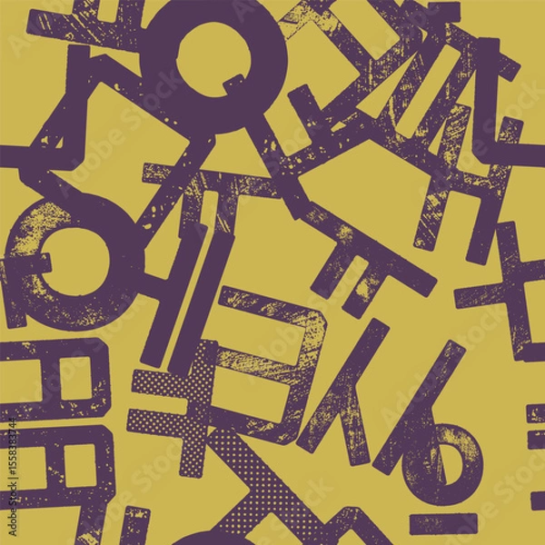 Fototapeta Korean alphabet Hangul seamless pattern. Graphic design for background, banner, poster, cover, invitation, fabric, header or brochure. Vector