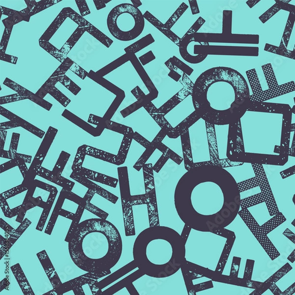 Fototapeta Korean alphabet Hangul seamless pattern. Graphic design for background, banner, poster, cover, invitation, fabric, header or brochure. Vector