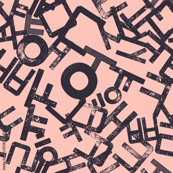 Fototapeta Korean alphabet Hangul seamless pattern. Graphic design for background, banner, poster, cover, invitation, fabric, header or brochure. Vector