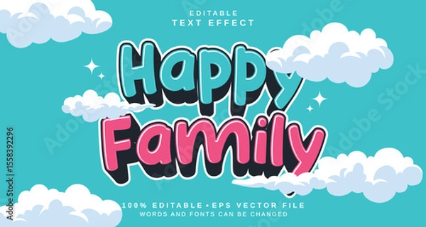 Fototapeta Editable text style effect - Happy Family text style theme.