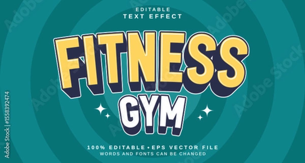 Fototapeta Editable text style effect - Fitness Gym text style theme.