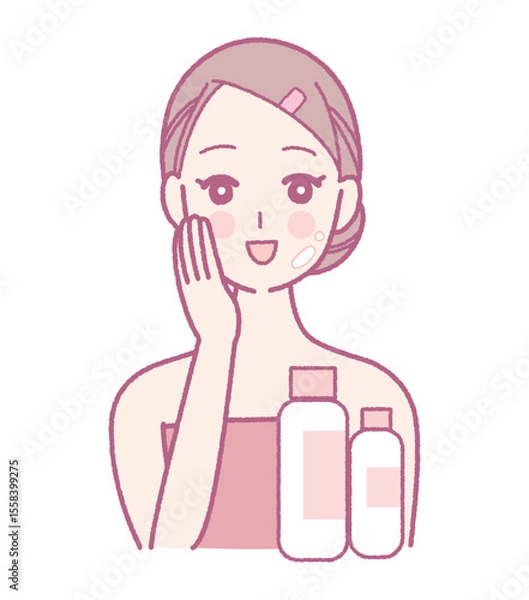 Obraz スキンケアをする女性