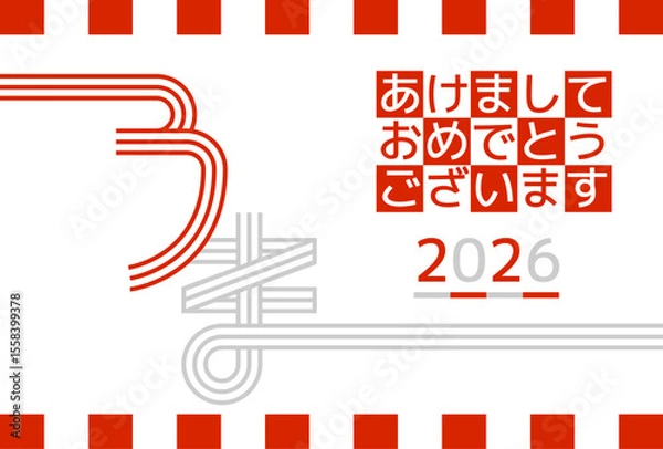Fototapeta 午年の水引の年賀状2026