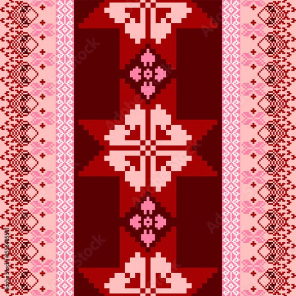 Obraz Pixelated Geometric Floral Tile Design