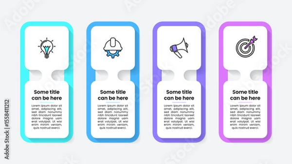 Obraz Infographic template. 4 rectangular banners with icons