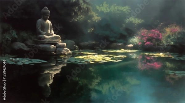 Obraz Serene Buddha by Calm Pond