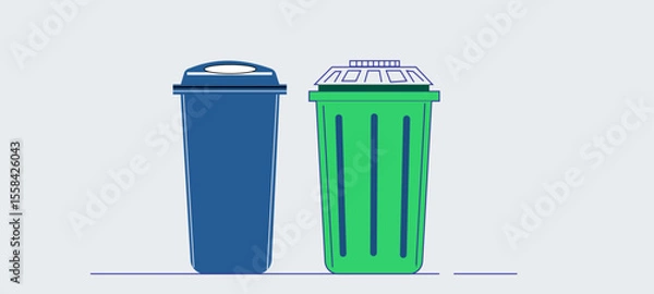 Fototapeta Smart Waste Management Icons – AI Recycling, Sensor Bins & Route Optimization in Clean Line Art
 trash can isolated on white