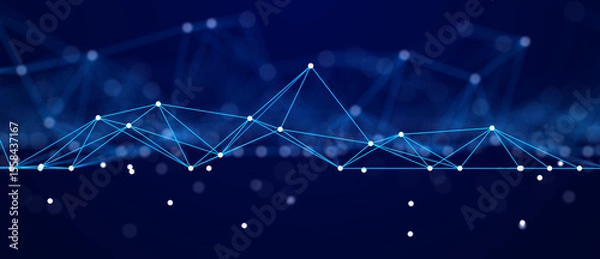 Fototapeta Network or connection. Abstract digital background of points and lines. Glowing plexus. Big data. Abstract technology science background. 3d rendering