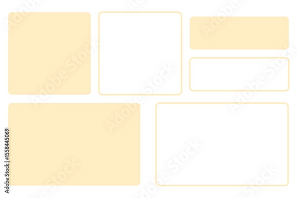 Fototapeta シンプル丸フチ四角フレーム黄色