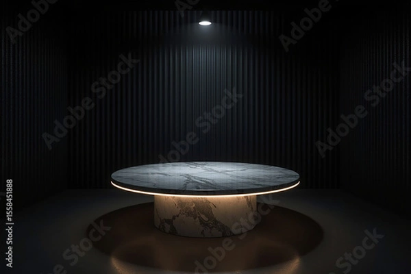 Fototapeta Spotlight shining on an empty stage in a dark background