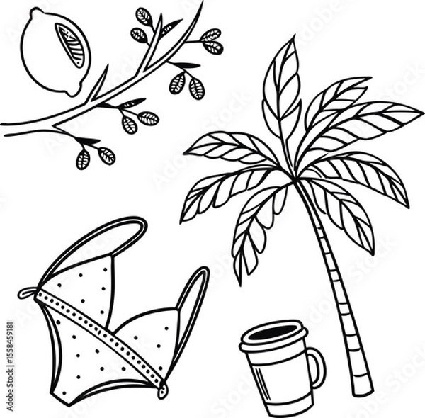 Obraz Hand-drawn vector illustration of a tropical palm tree perfect for a summer beach design