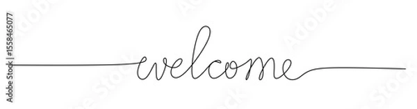 Obraz continuous single line drawing of word welcome  line art vector illustration