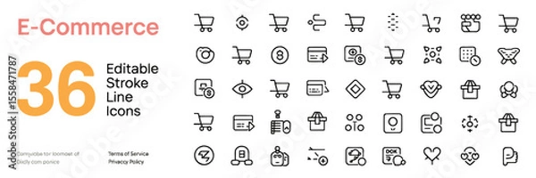 Fototapeta Mechanics Editable Stroke Line Icons – 36 Vector Icon Set