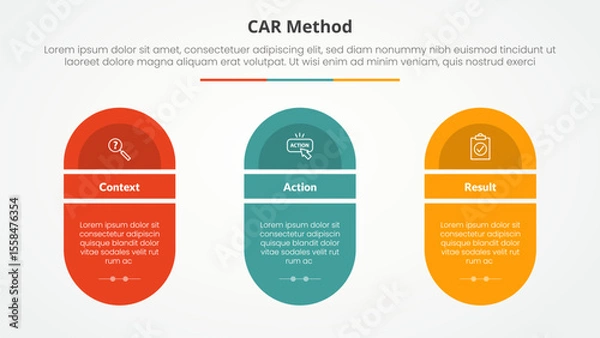 Fototapeta CAR interview model infographic concept for slide presentation with round shape with slice title with 3 point list with flat style