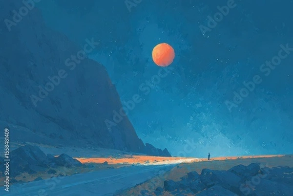 Fototapeta A full-length Descendant of man with a body resemb_007. Beautiful simple AI generated image