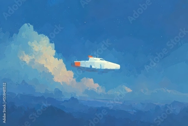 Fototapeta Dramatic low-angle shot of a statue reaching towards a swirling, vortex-like sky. Dark, moody, and evocative.. Beautiful simple AI generated image