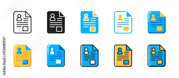 Obraz Resume icon for job applications, curriculum vitae, recruitment, HR documents, professional profiles, and career opportunities in the business world.