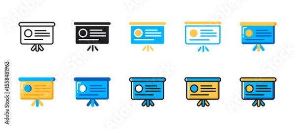 Obraz Presentation board icon for business presentations, project reporting, data visualization, corporate meetings, and strategic planning sessions.