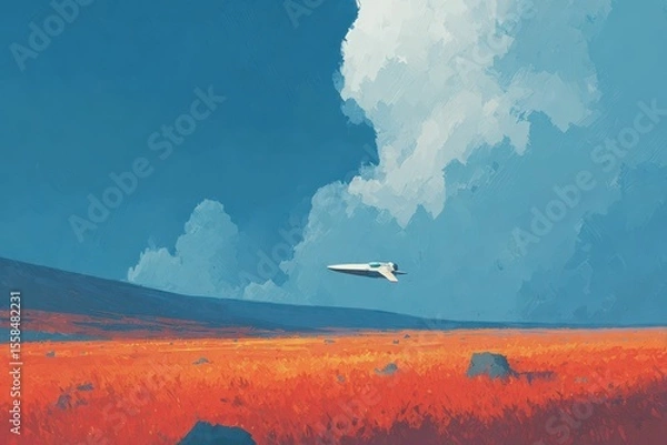 Fototapeta Powerful Zeus, ancient Greek god of thunder, raising lightning bolt, detailed 3D character, Mount Olympus storm, ultra-detailed sky. Beautiful simple AI generated image