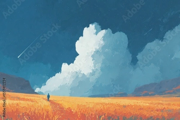 Fototapeta Powerful Zeus, ancient Greek god of thunder, raising lightning bolt, detailed 3D character, Mount Olympus storm, ultra-detailed sky. Beautiful simple AI generated image