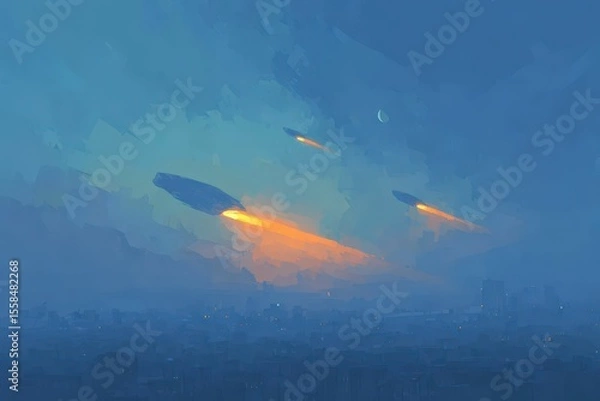 Fototapeta Dramatic low-angle shot of a statue reaching towards a swirling, vortex-like sky. Dark, moody, and evocative.. Beautiful simple AI generated image