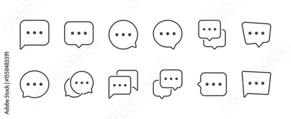 Fototapeta Speech Bubble Line Icon Set. Message Icons Collection. Editable Stroke